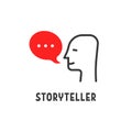 minimal storyteller logo with human head