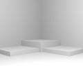 Minimal studio background 3D rendered podium gray white square