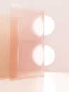 Minimal Studio Shot Pastel Color Transparent Acrylic Board and Round Window with Sunlight Product Display Background