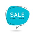 Minimal style flat speech bubble shaped banner, price tag, stick