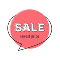 Minimal style flat trendy bubble shaped banner, price tag, stick