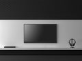 Minimal style image empty television screen with black and white wall 3d render
