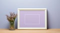 Minimal-style Lilac Frame Mockup On Wooden Table