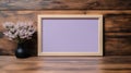 Minimal-style Lilac Frame Mockup On Wooden Table