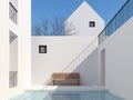 Minimal style pool courtyard 3d render