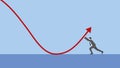 A businessman push up a decrease business chart diagram