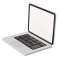 Minimal style silver color cartoon laptop with blank white screen isolated on white background with clipping path 3D render Royalty Free Stock Photo