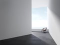 Minimal style terrace space with empty white wall 3d render