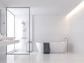 Minimal style white bathroom 3d render
