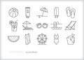 Summer line icon set for the warm months Royalty Free Stock Photo