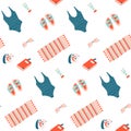 Minimal summer beach seamless pattern.