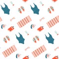 Minimal summer beach seamless pattern.