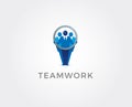 Minimal teamwork logo template - vector illustration