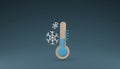 Minimal thermometer with low temperature 3D render illustration