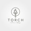 Minimal torch icon logo vector line art symbol illustration design, company logo design