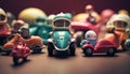 Minimal Toys, Simple Playful Delights. Miniature toys photography created with AI.