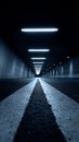 Minimal tunnel with central divider and ceiling lights Royalty Free Stock Photo