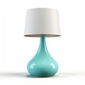 Minimal Turquoise Lamp With White Shade - Realistic Rendering And High-key Lighting Royalty Free Stock Photo