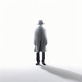 Minimal Unhallowed: Ethereal Silhouette Of A Man In Trench Coat And Hat Royalty Free Stock Photo