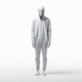Minimal Unhallowed: Hyperrealistic Rendering Of White Hooded Man In Black Jumpsuit Royalty Free Stock Photo