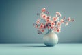 A minimal vase of flowers, featuring delicate color tones that convey tranquility, Generated