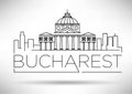 Minimal Vector Bucharest City Linear Skyline with Typographic Design