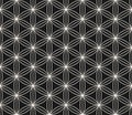 Minimal vector geometric seamless pattern with floral grid, thin lines, hexagons, triangles, circles, lattice. Abstract black and Royalty Free Stock Photo