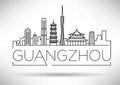 Minimal Vector Guangzhou City Linear Skyline with Typographic Design