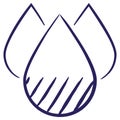 Minimal vector icon of the liquid drop with hatching inside, isolated
