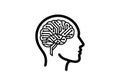 Human Head Profile with Brain Icon â Minimal Vector Illustration Royalty Free Stock Photo