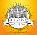 Minimal Vector Milano City Linear Skyline with Typographic Design