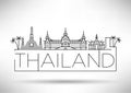 Minimal Vector Thailand City Linear Skyline with Typographic Design