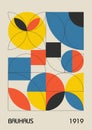 Minimal vintage 20s geometric design posters, wall art, template, layout with primitive shapes elements. Bauhaus retro pattern
