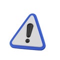 Minimal warning sign icon. 3d render isolated illustration Royalty Free Stock Photo