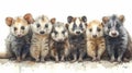 Minimal Watercolor Banner of Opossums on White Background AI Generated Royalty Free Stock Photo