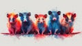 Minimal Watercolor Banner of Opossums on White Background AI Generated