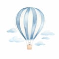 Minimal Watercolor Hot Air Balloon Picture Frame Print Royalty Free Stock Photo