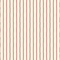 Minimal wavy stripes vector seamless pattern. Modern simple repeat design with hand drawn thin vertical red lines on Royalty Free Stock Photo