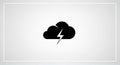 Black thunderstorm cloud with lightning bolt vector icon Royalty Free Stock Photo
