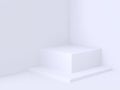 Minimal white background wall corner abstract geometric shape square 3d render