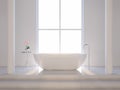 Minimal white bathroom 3d render