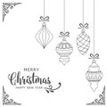 Minimal white christmas background with baubles