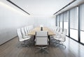 Minimal white Conference room with white chairs