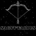 Abstract polygonal zodiac sign sagittarius on black starry sky background