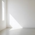 Minimal White Interior Room with Window Frame and Diagonal Natural Light Shadow Royalty Free Stock Photo
