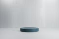 Minimal white ribbed background with blue podium Royalty Free Stock Photo