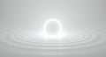 Minimal white sphere radiates light on ripple surface Royalty Free Stock Photo