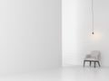 Minimal white style room with corrugated wall 3d render