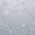 Minimal winter-themed background featuring delicate snowflakes and soft textures in icy blue and white tones Royalty Free Stock Photo