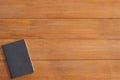 Minimal work space - Creative flat lay photo of workspace desk. Office desk wooden table background with mock up notebooks. Royalty Free Stock Photo